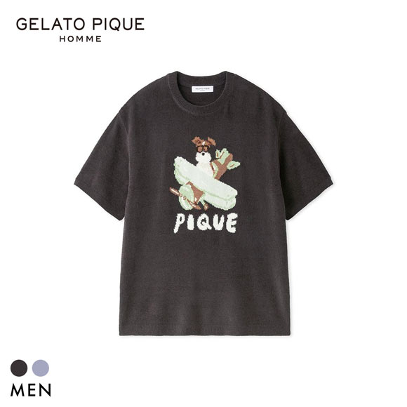 ジェラートピケ オム メンズ ヒラノトシユキ エアリーモコPLANEDOGジャガードプルオーバー ジェラピケ パジャマ GELATO PIQUE HOMME
