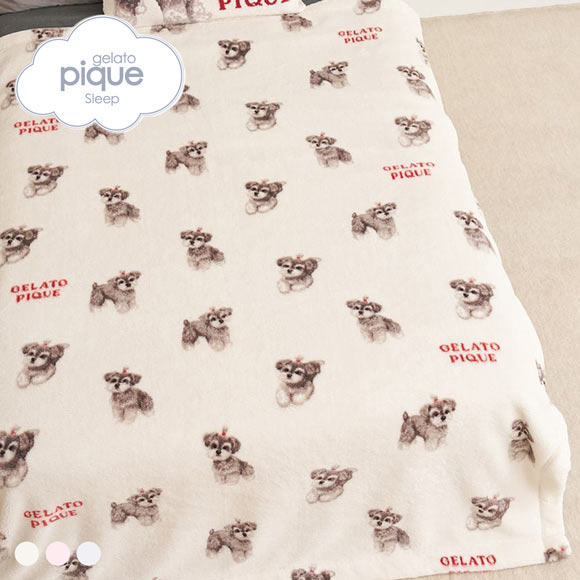 ジェラートピケ スリープ リボンDOG柄プリント毛布 ジェラピケ gelato pique Sleep