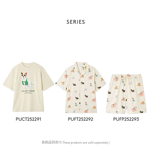 ジェラートピケ ユニセックス SUMMER DOG総柄シャツ ジェラピケ ルームウェア gelato pique UNISEX