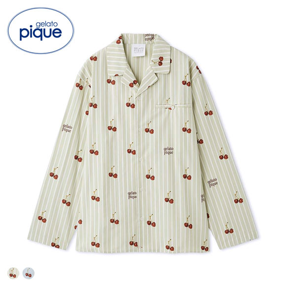 ジェラートピケ ユニセックス チェリー柄シャツ ジェラピケ ルーム