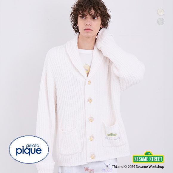 ジェラートピケ セサミストリート ユニセックス モチーフジャガード カーディガン ジェラピケ パジャマ ルームウェア gelato pique SESAME STREET