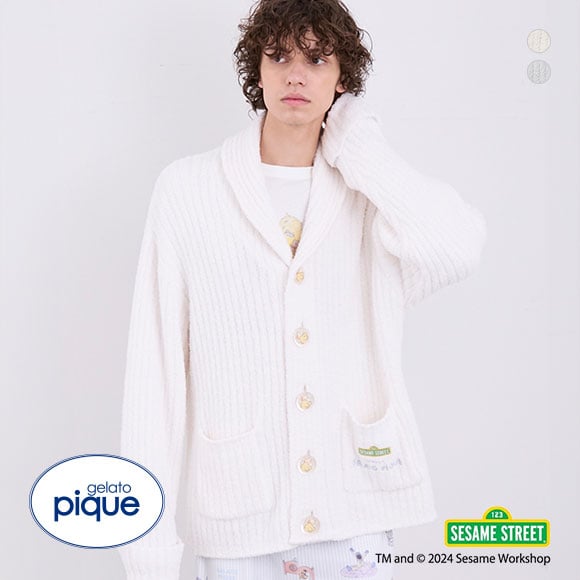 ジェラートピケ セサミストリート ユニセックス モチーフジャガード カーディガン ジェラピケ パジャマ ルームウェア gelato pique SESAME STREET