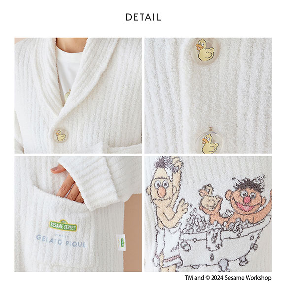 ジェラートピケ セサミストリート ユニセックス モチーフジャガード カーディガン ジェラピケ パジャマ ルームウェア gelato pique SESAME STREET