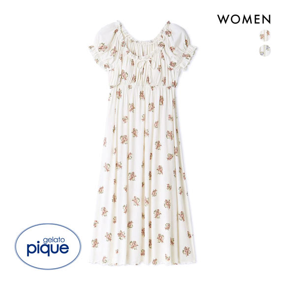 ジェラートピケ レディース 花柄カップインワンピース カップ付き ドレス ワンピース ジェラピケ パジャマ gelato pique