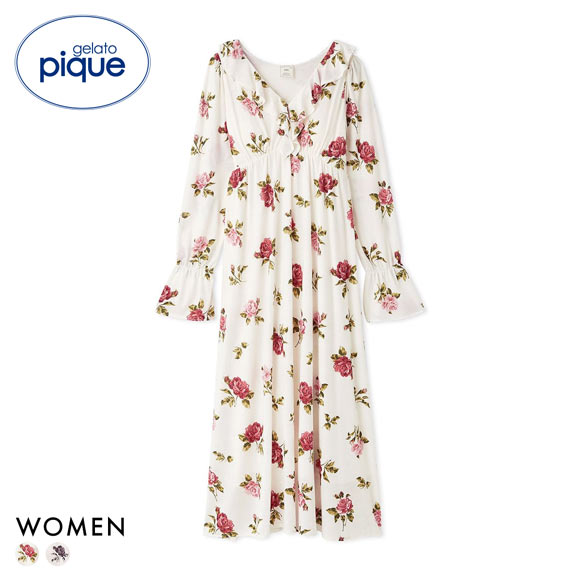 即日発送！　ダッフィー　ジェラートピケ　総柄ワンピース　リーナベル ダッフィー＆フレンズ7人がすやすや眠る ジェラート ピケ総柄