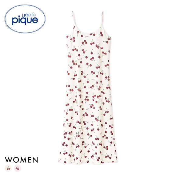 ジェラートピケ レディース チェリー柄カップインキャミワンピース ジェラピケ パジャマ ルームウェア カップ付き gelato pique