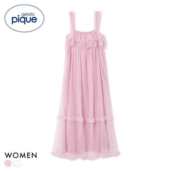 ジェラートピケ レディース ハート柄チュールカップインワンピース  パッド付き ワンピ ジェラピケ パジャマ ルームウェア gelato pique