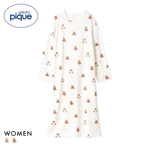 ジェラートピケ レディース 抗菌防臭バスローブベア柄ワンピース ジェラピケ パジャマ ルームウェア gelato pique