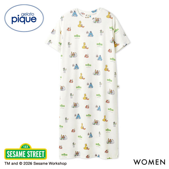 ジェラートピケ レディース SESAME STREET 総柄ワンピース ジェラピケ