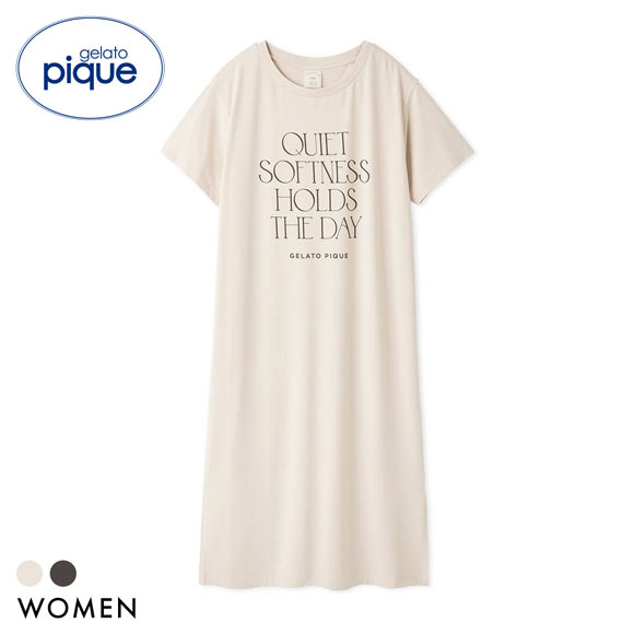 ジェラートピケ レディース 接触冷感 レーヨンロゴワンピース ジェラピケ パジャマ ルームウェア gelato pique