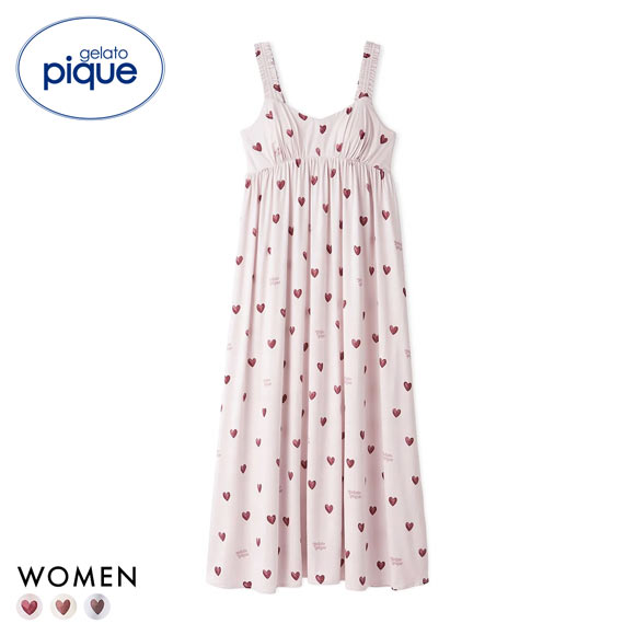 ジェラートピケ レディース 接触冷感 ハート柄カップインワンピース カップ付き ジェラピケ パジャマ ルームウェア gelato pique