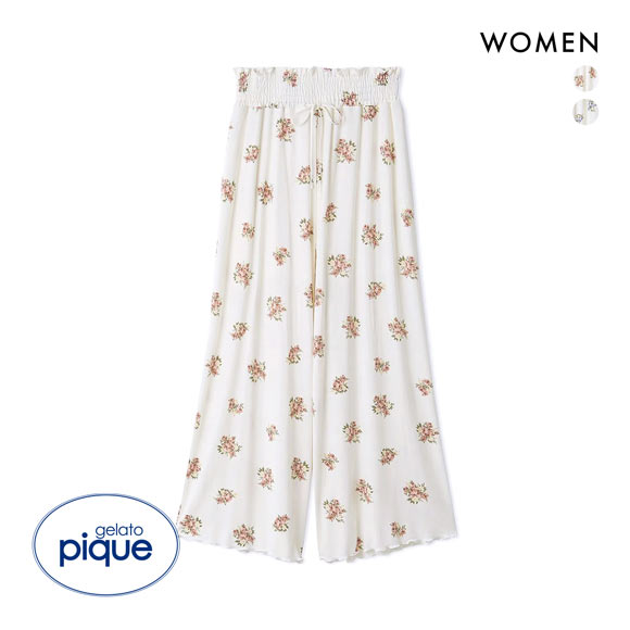ジェラートピケ レディース 花柄ロングパンツ ジェラピケ パジャマ gelato pique