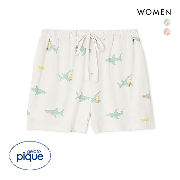 ジェラートピケ レディース 接触冷感 SHARK柄ショートパンツ ジェラピケ パジャマ ルームウェア gelato pique