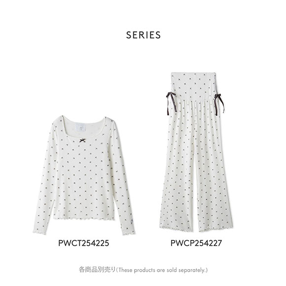 ジェラートピケ レディース HALLOWEEN 針抜きリボン柄ロングパンツ