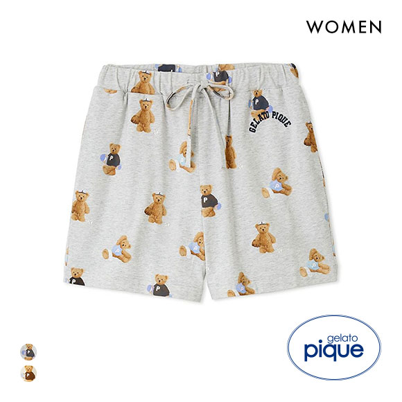 ジェラートピケ レディース スポーティーベア総柄ショートパンツ ジェラピケ パジャマ ルームウェア gelato pique