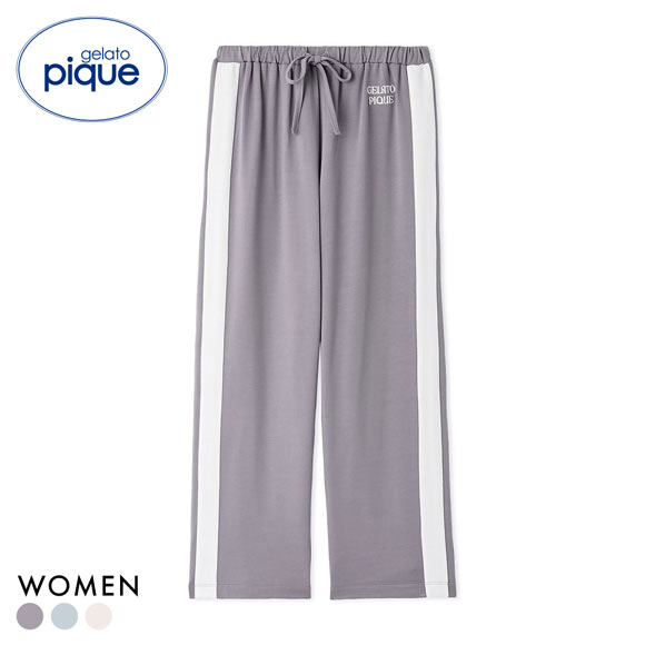ジェラートピケ レディース インレイロゴラインロングパンツ