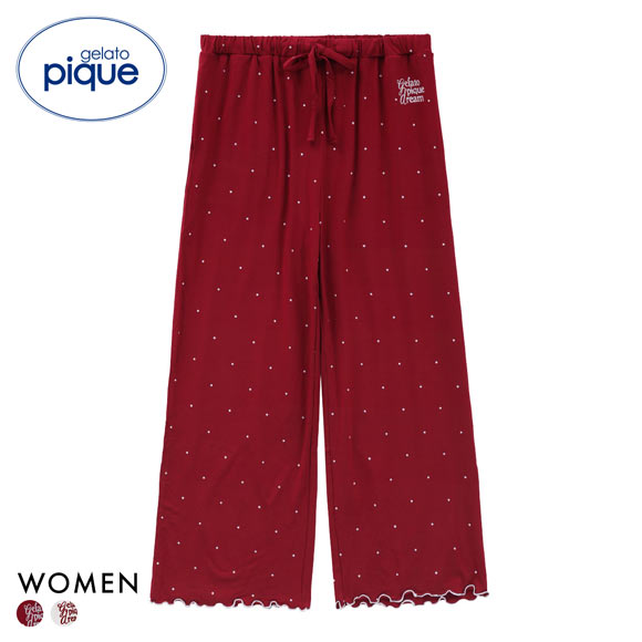 ジェラートピケ【HOT FABRIC】ロングTシャツ&ドット柄ロングパンツ ドット柄ロングパンツ(ロングパンツ)｜ルームウェア・パジャマ通販の