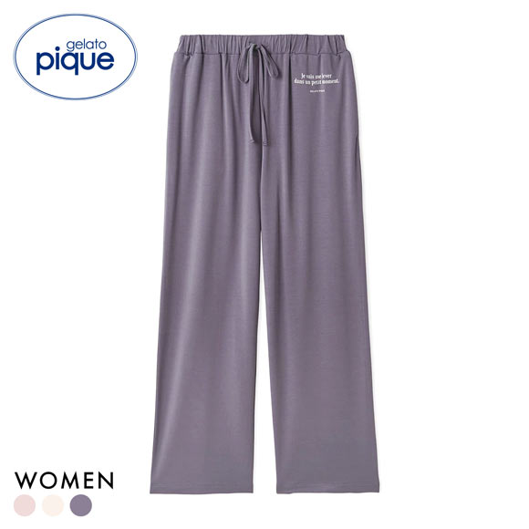 ジェラートピケ レディース インレイロゴロングパンツ ジェラピケ パジャマ ルームウェア gelato pique