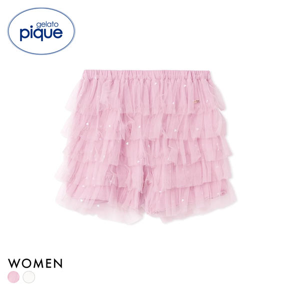 ジェラートピケ レディース ハート柄チュールショートパンツ ジェラピケ パジャマ ルームウェア gelato pique