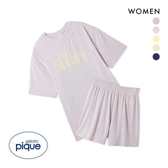 ジェラートピケ レディース カラフルレーヨンロゴBIGTシャツ&ショートパンツセット ジェラピケ パジャマ ルームウェア gelato pique