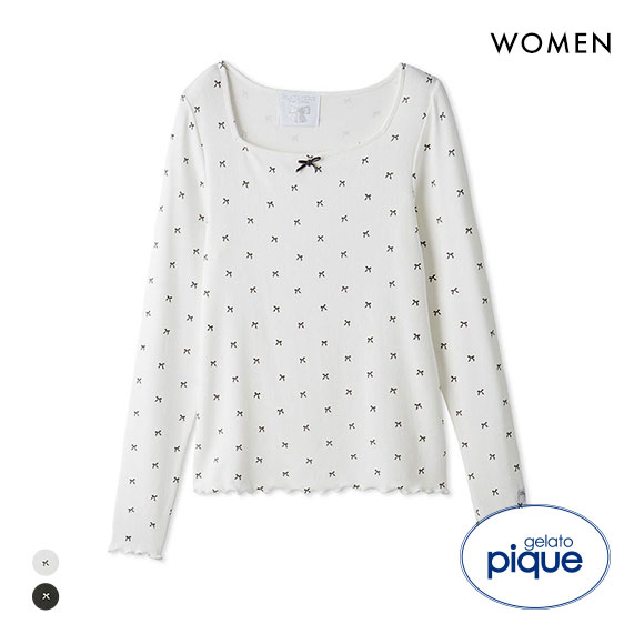 ジェラートピケ レディース HALLOWEEN 針抜きリボン柄プル