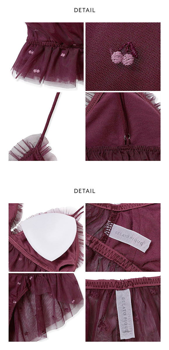 ジェラートピケ レディース チェリー柄チュールブラ＆ショーツセット ジェラピケ ブラジャー ショーツ セット gelato pique