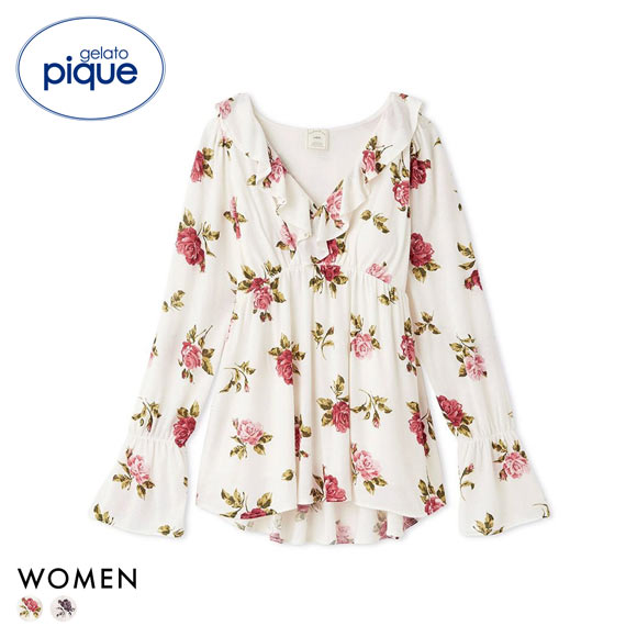 ジェラートピケ レディース ヴィンテージローズ柄プルオーバー ジェラピケ パジャマ ルームウェア gelato pique