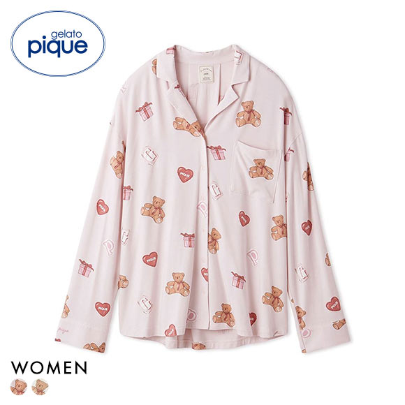 ジェラートピケ レディース フェイバリット総柄シャツ ジェラピケ パジャマ ルームウェア gelato pique