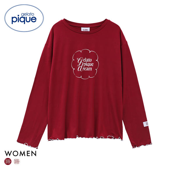 ジェラートピケ レディース ワンポイントレーヨンロゴロングTシャツ