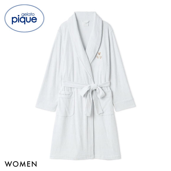 ジェラートピケ レディース 吸水パイルベア刺繍ガウン ジェラピケ パジャマ ルームウェア gelato pique