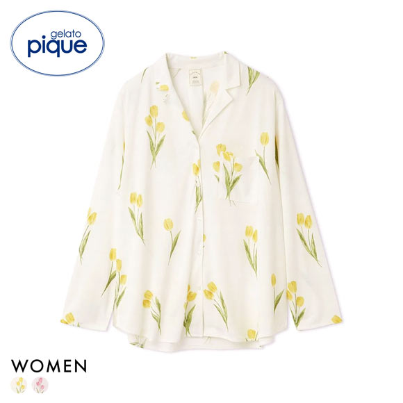 ジェラートピケ レディース チューリップ柄シャツ ジェラピケ パジャマ ルームウェア gelato pique