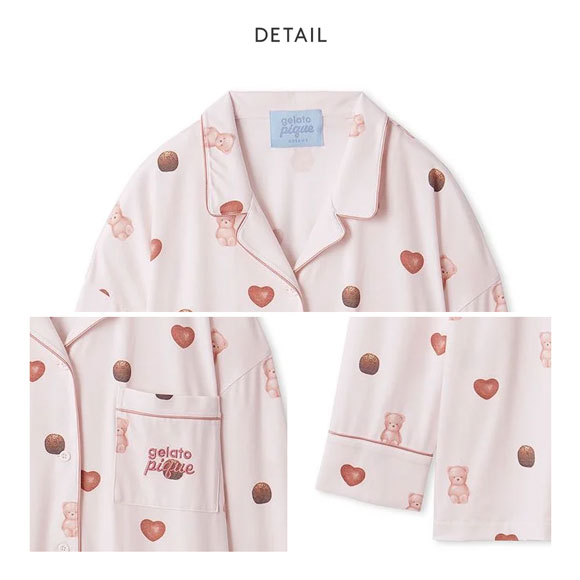 ジェラートピケ レディース Valentine 総柄シャツ ジェラピケ パジャマ