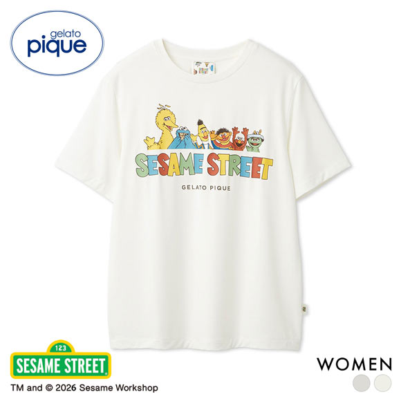 ジェラートピケ レディース SESAME STREET ワンポイントTシャツ