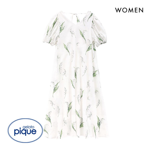 ジェラートピケ gelato pique レディース コットンパフスリーブワンピース ジェラピケ パジャマ ルームウェア