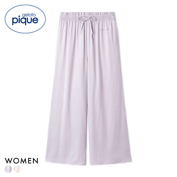 ジェラートピケ レディース 裏起毛サテンロングパンツ ジェラピケ パジャマ ルームウェア gelato pique