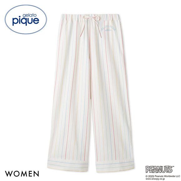 ジェラートピケ レディース PEANUTS レインボーストライプネルロング