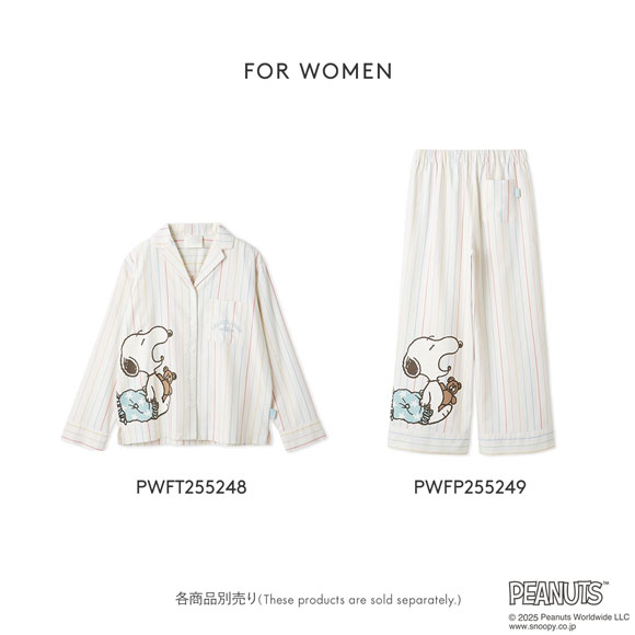 ジェラートピケ レディース PEANUTS レインボーストライプネルロング