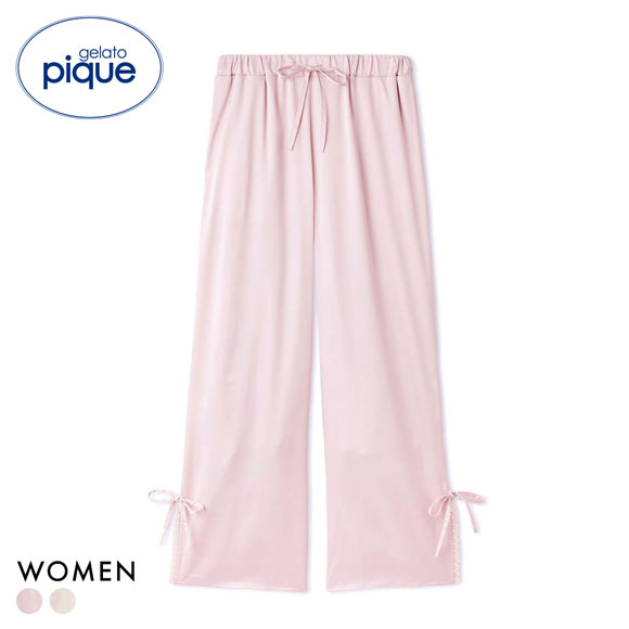 ジェラートピケ レディース レースサテンロングパンツ ジェラピケ