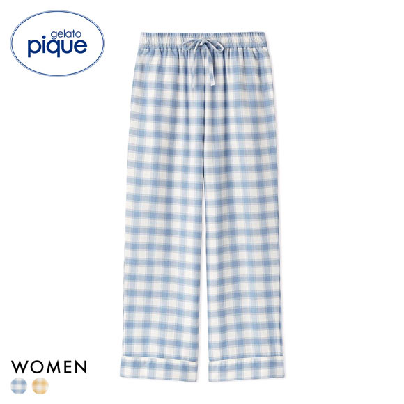 ジェラートピケ レディース プレッピーネルチェックロングパンツ ジェラピケ パジャマ ルームウェア gelato pique