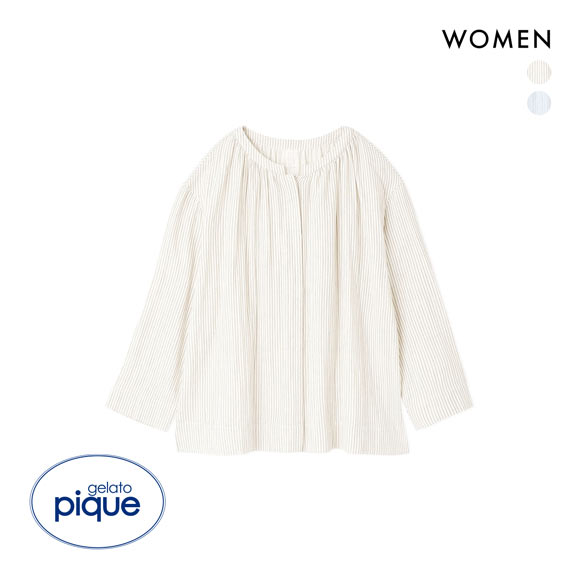 ジェラートピケ レディース ガーゼストライプシャツ ジェラピケ