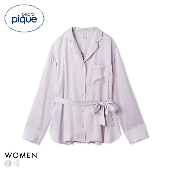 ジェラートピケ レディース 裏起毛サテンシャツ ジェラピケ パジャマ