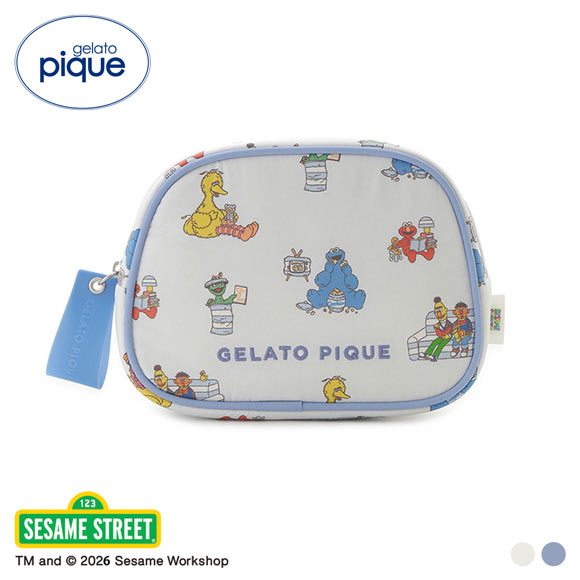 ジェラートピケ SESAME STREET 総柄ポーチ セサミストリート