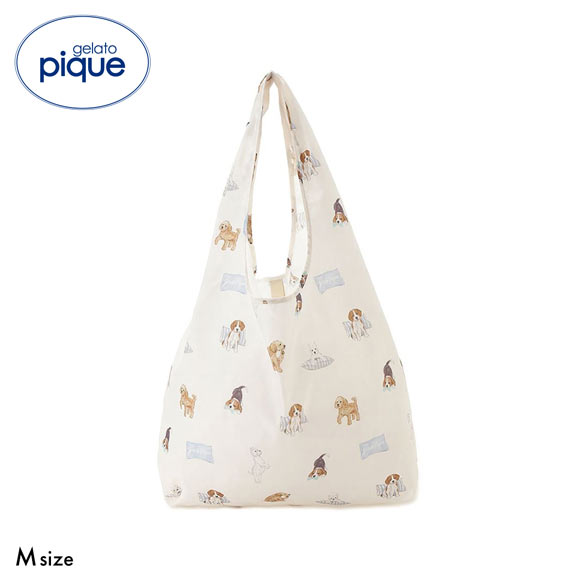 ジェラートピケ プレイフルDOG総柄エコバッグMサイズ ジェラピケ gelato pique