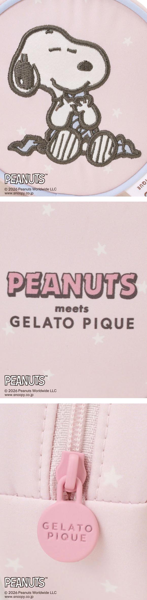 ジェラートピケ PEANUTS 丸型ポーチ ジェラピケ スヌーピー SNOOPY gelato pique