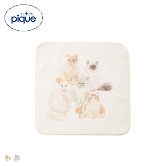 ジェラートピケ キャットワンポイントハンドタオル ジェラピケ gelato