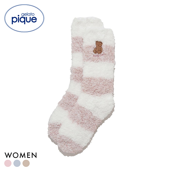ジェラートピケ レディース ベアさがらメランジ2ボーダーソックス