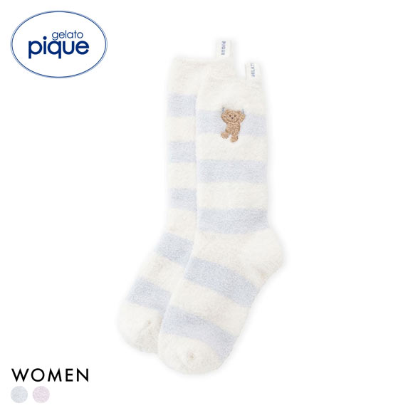 ジェラートピケ レディース エアリーモコベアボーダーソックス ジェラピケ gelato pique