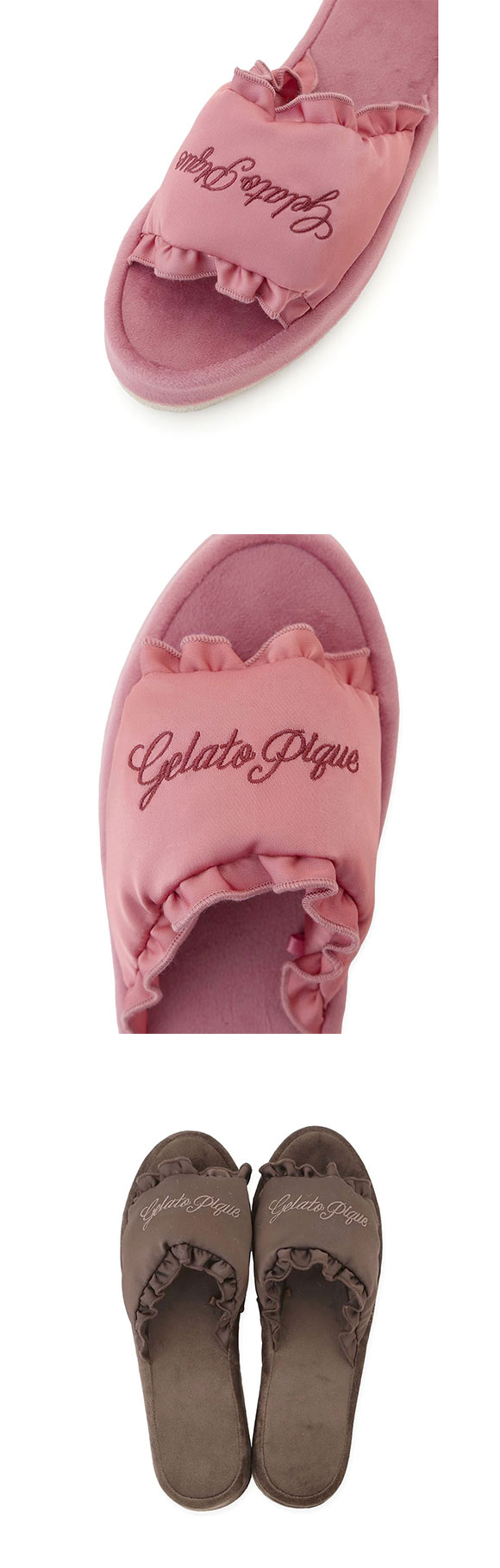 ジェラートピケ レディース サテンフリルルームシューズ ジェラピケ パジャマ ルームウェア gelato pique