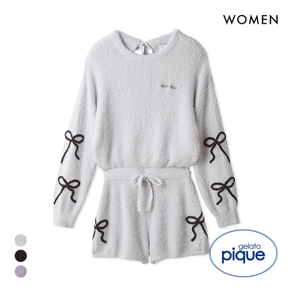 ジェラートピケ レディース HALLOWEEN リボンフェザーロンパース