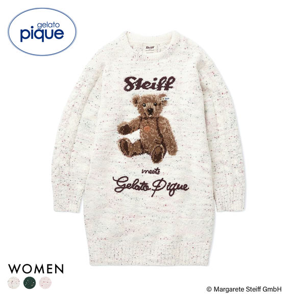 ジェラートピケ レディース シュタイフ パウダーネップジャガードワンピース ジェラピケ パジャマ ルームウェア gelato pique Steiff